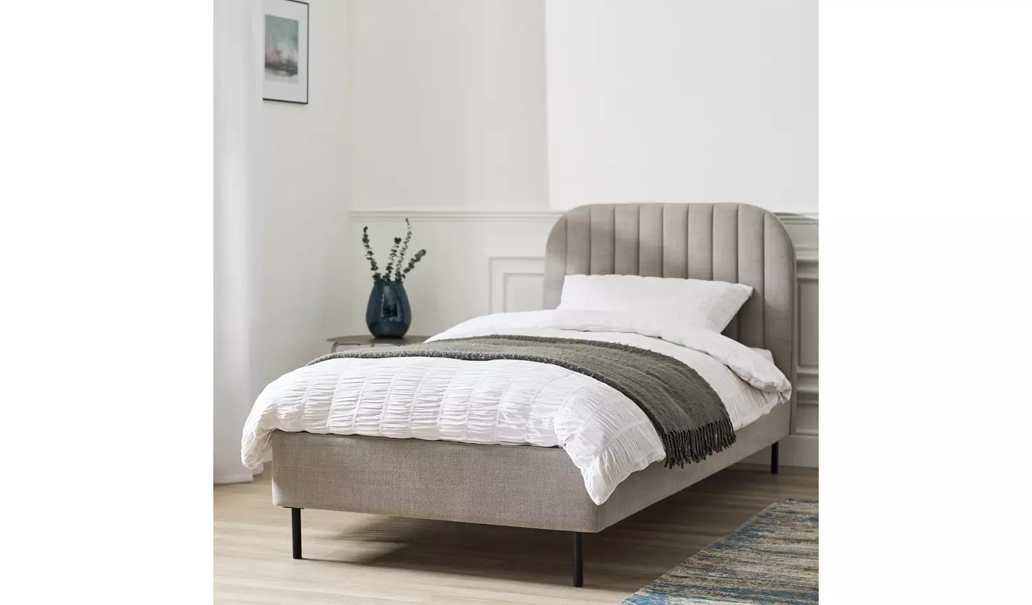 Argos Home Fulford Single Fabric Bed Frame - Grey