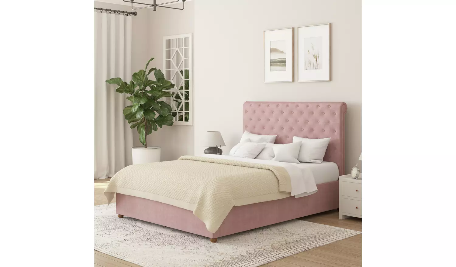 Aspire Taylor Small Double End Lift Ottoman Bed - Blush