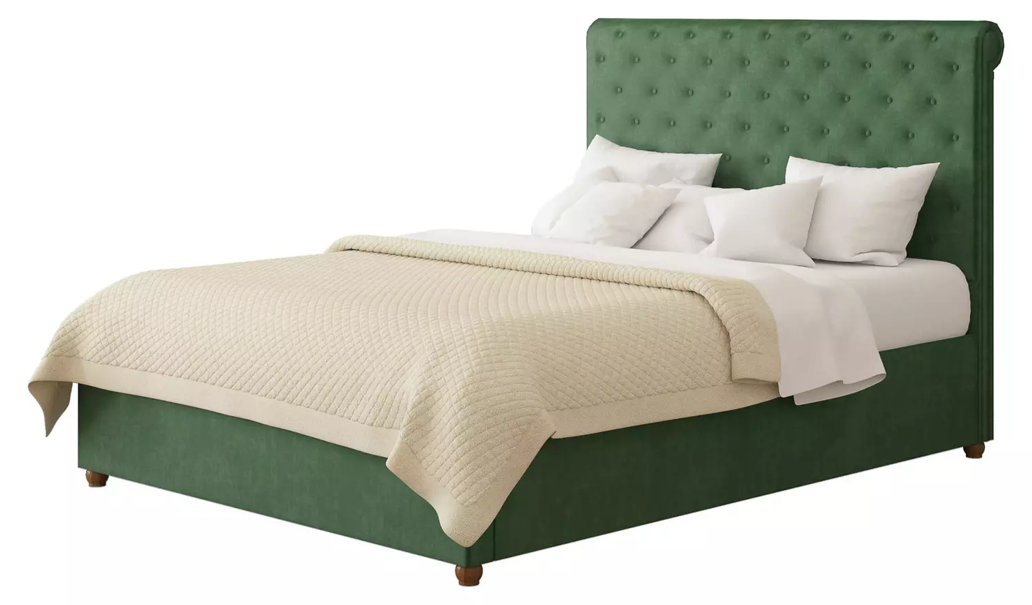 Aspire Taylor Single Velvet End Lift Ottoman Bed - Green
