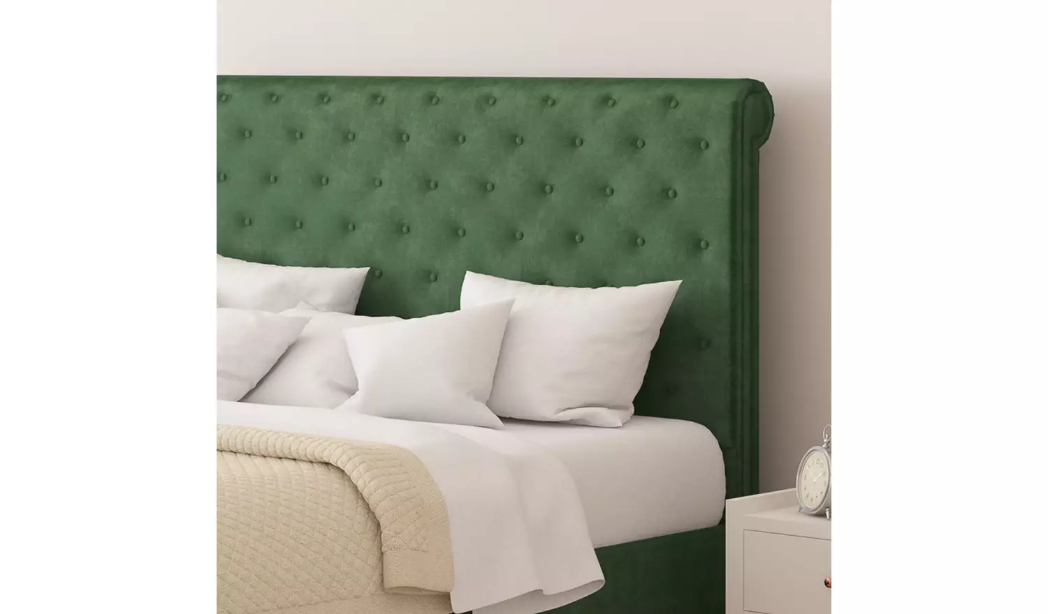Aspire Taylor Single Velvet End Lift Ottoman Bed - Green