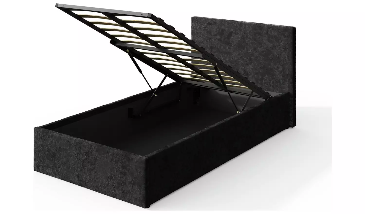 GFW End Lift Single Velvet End Lift Ottoman Bed - Black