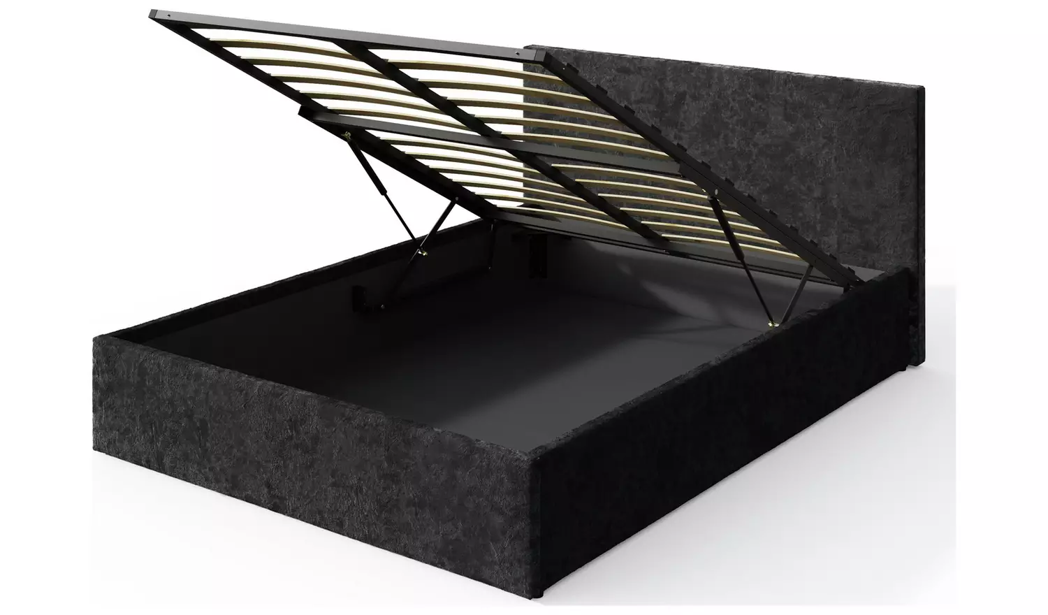 GFW End Lift Double Velvet End Lift Ottoman Bed - Black