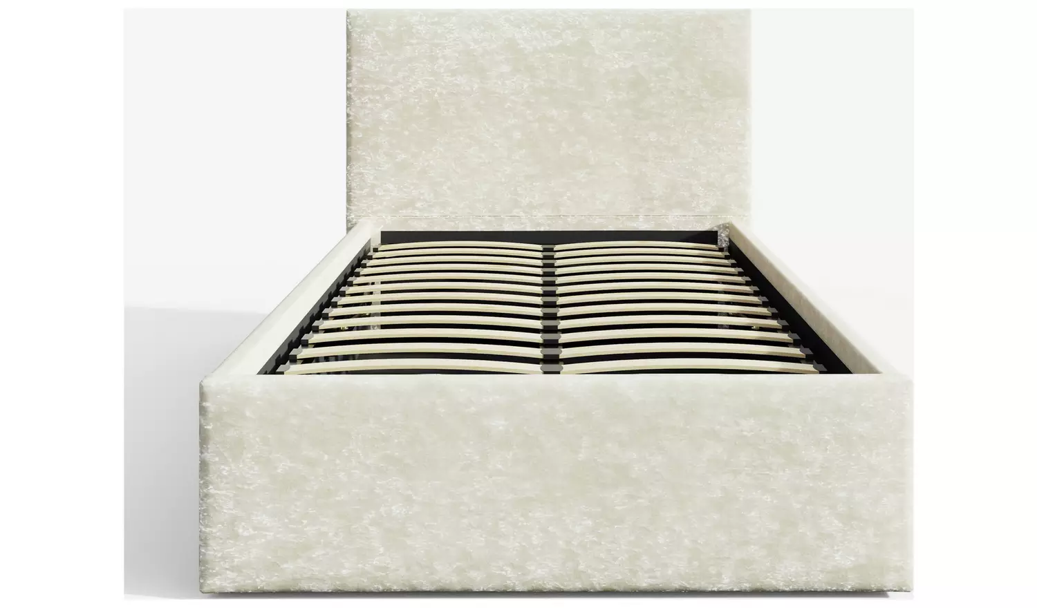 GFW Single Crushed Velvet End Lift Ottoman Bed- Cream
