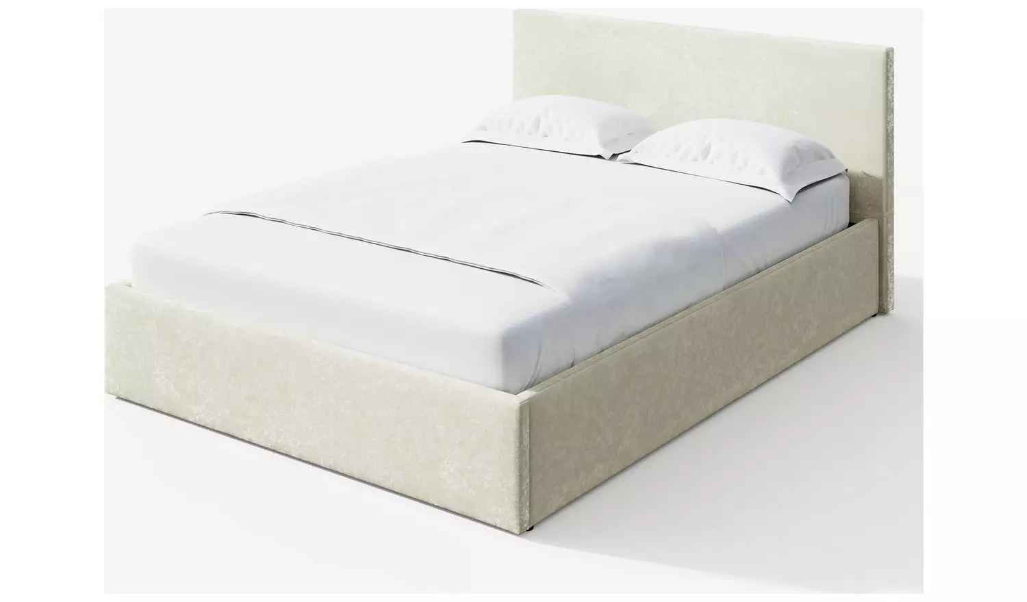 GFW Double Crushed Velvet End Lift Ottoman Bed - Cream