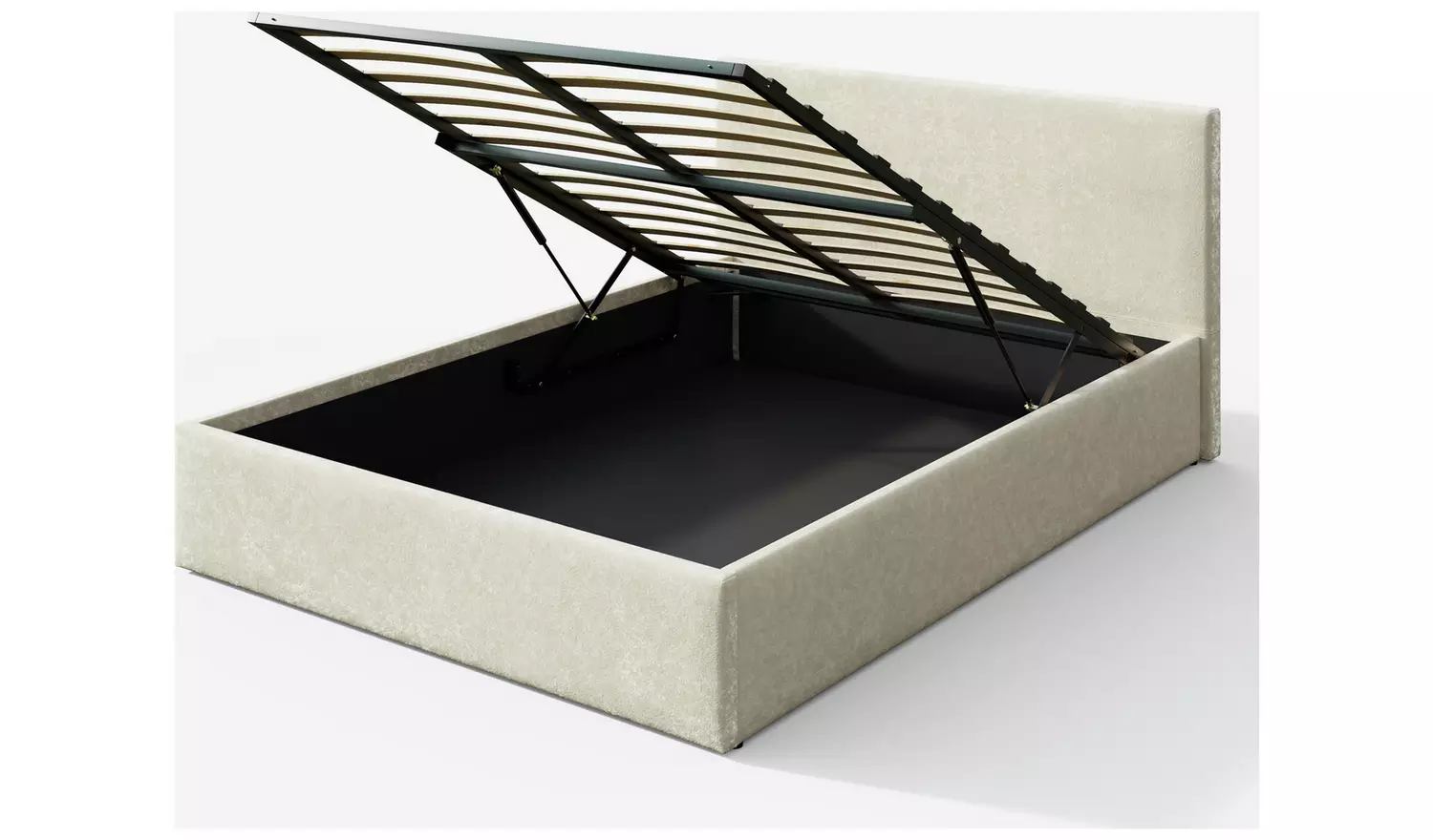 GFW Double Crushed Velvet End Lift Ottoman Bed - Cream