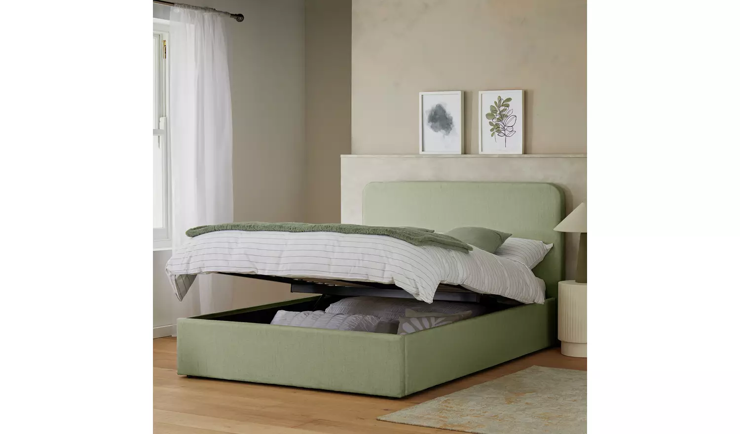 Habitat Chadwell Kingsize End Lift Ottoman Bed - Sage