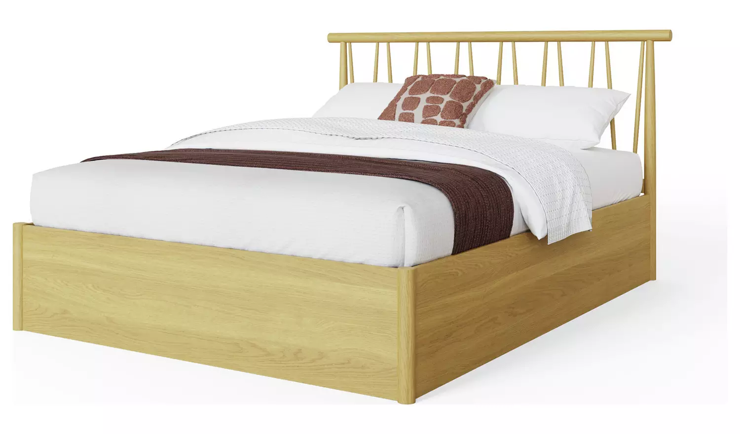 GFW Fusem Spindle Double End Lift Ottoman Bed - Oak