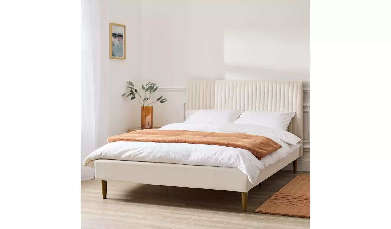 Argos Home Ada Velvet Bed Frame - Natural