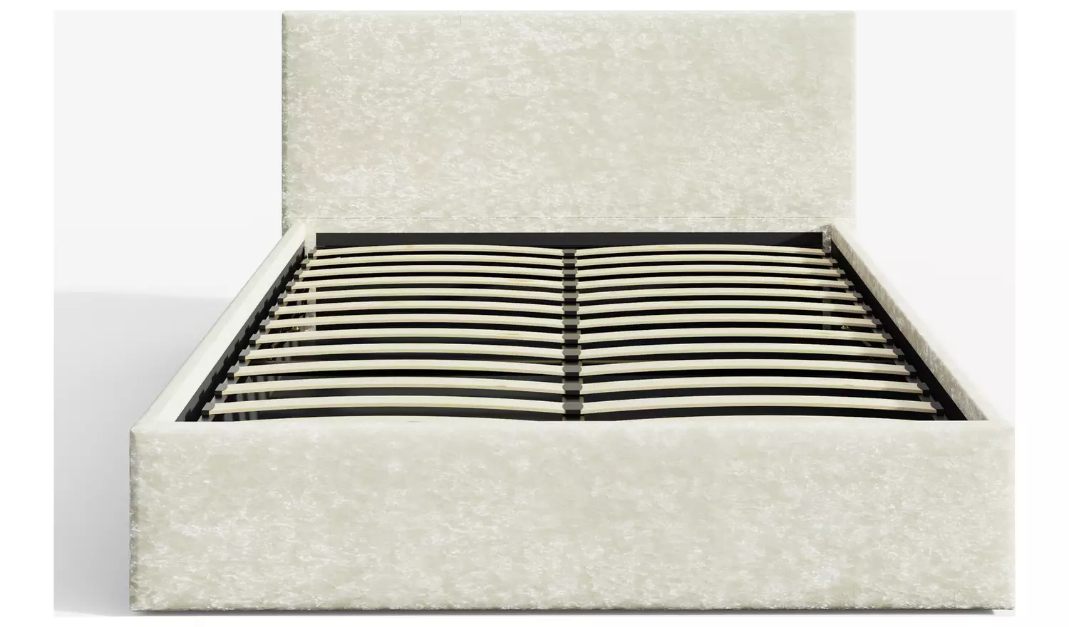 GFW Kingsize Crushed Velvet End Lift Ottoman Bed - Cream