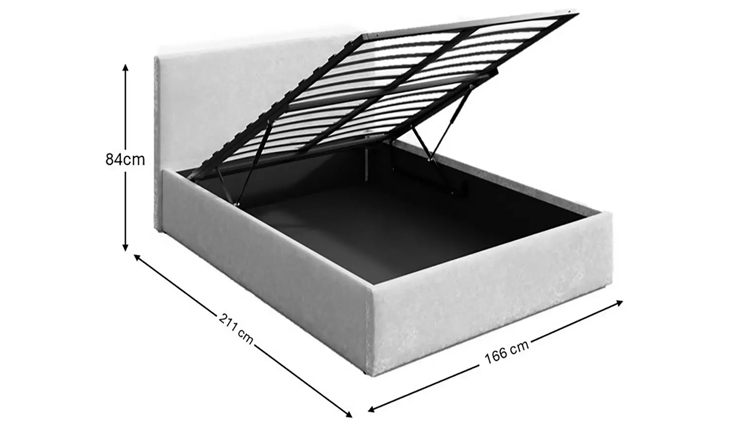 GFW Kingsize Crushed Velvet End Lift Ottoman Bed - Cream