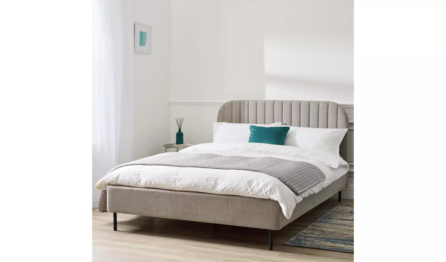 Argos Home Fulford Double Fabric Bed Frame - Grey