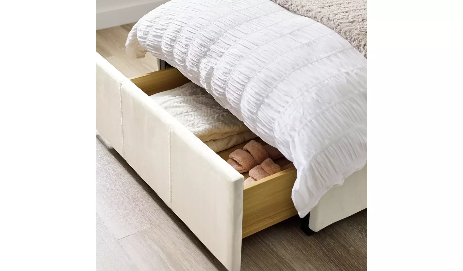 Argos Home Pandora Single Drawer Storage Bed Frame - Cream