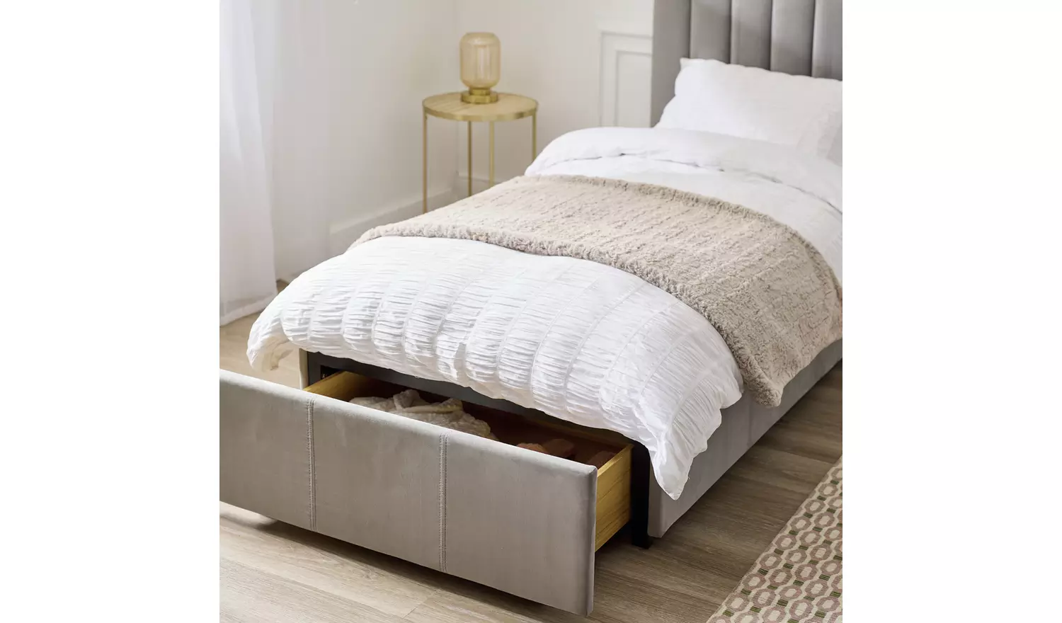 Argos Home Pandora Single Drawer Storage Bed Frame - Grey