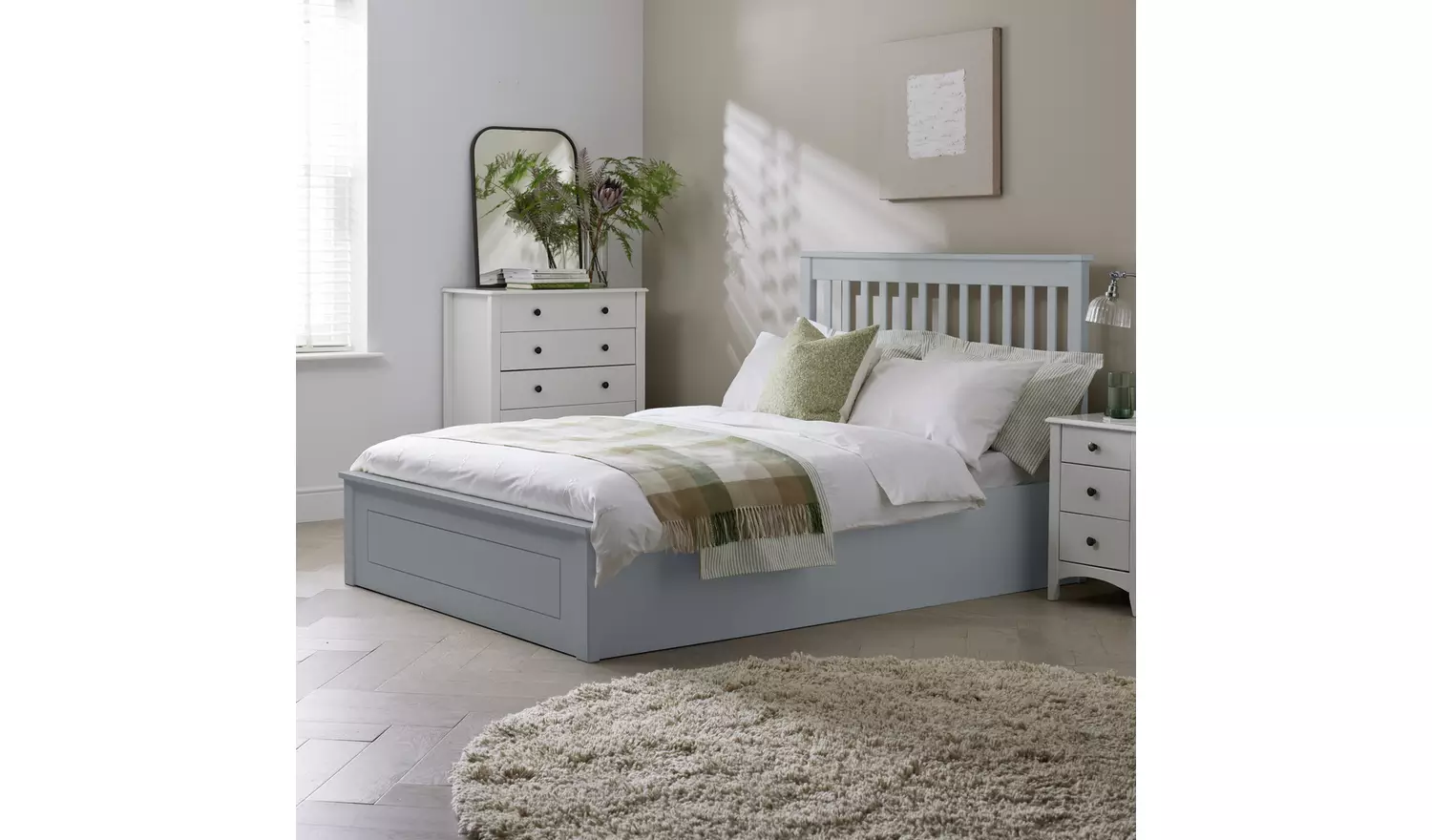 Argos Home Aspley Kingsize Wooden End Lift Ottoman Bed- Grey