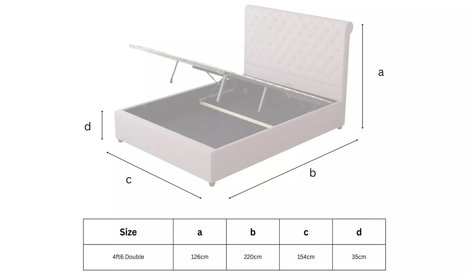 Aspire Taylor Double Velvet End Lift Ottoman Bed - Silver