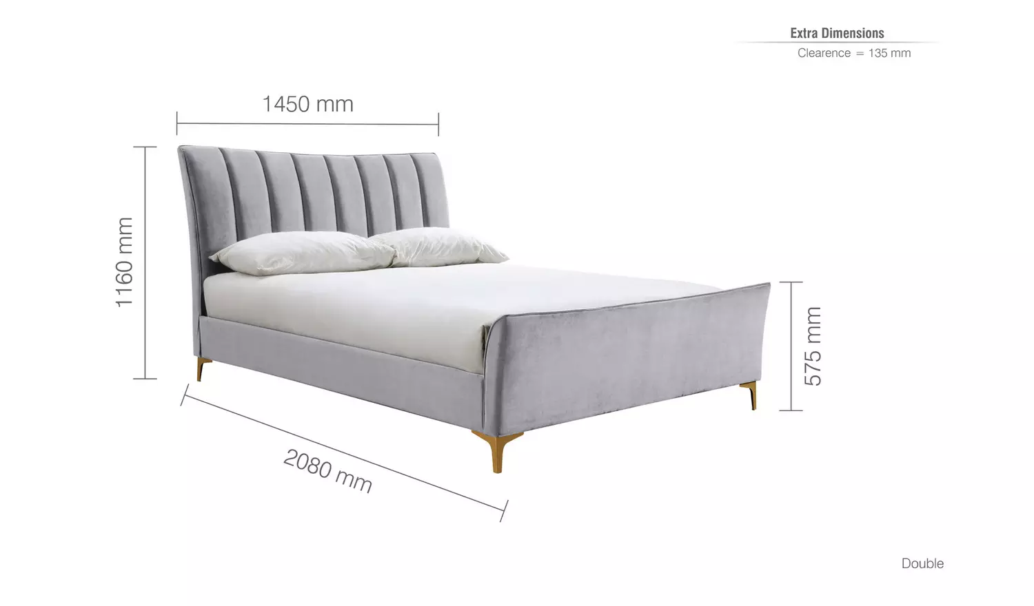 Birlea Clover Double Velvet Bed Frame - Grey