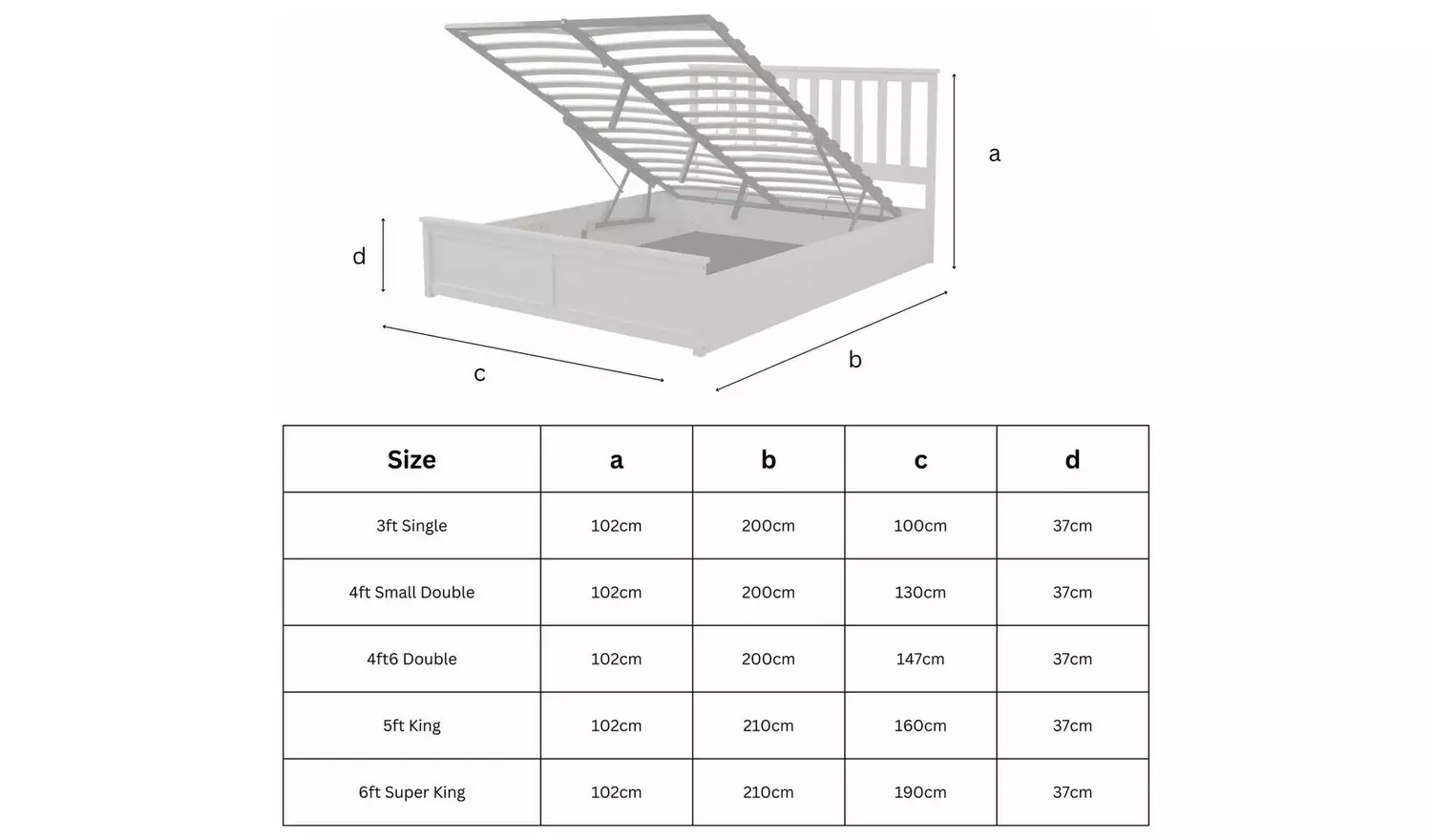 Aspire Atlantic Small Double End Lift Ottoman Bed-Light Wood