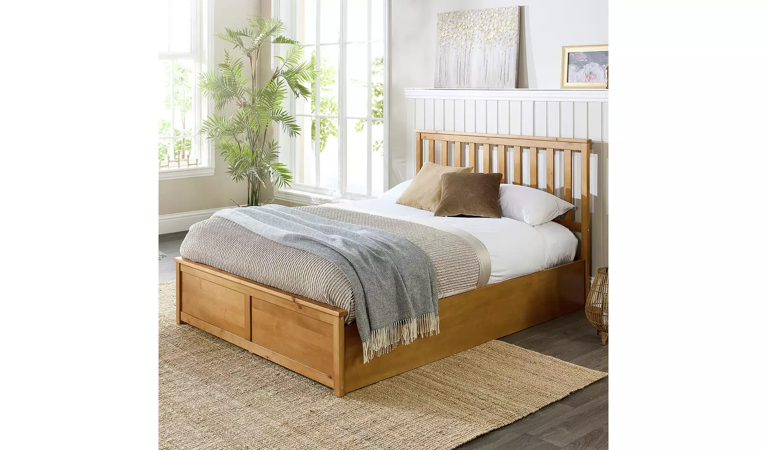 Aspire Atlantic Small Double End Lift Ottoman Bed-Light Wood