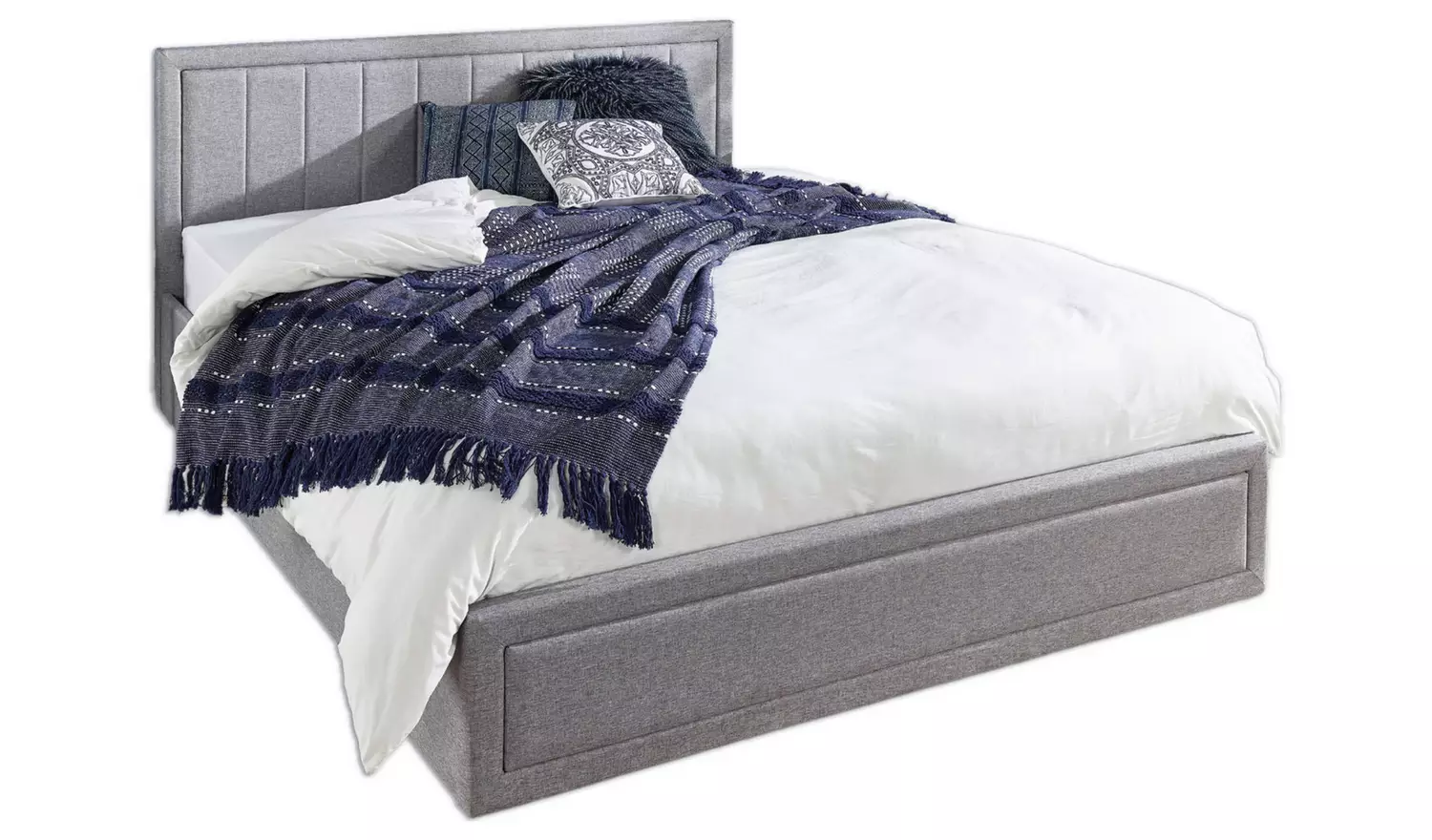 Aspire Cotswold Double Ottoman Bed with Mattress - Grey