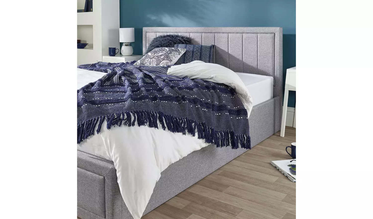 Aspire Cotswold Double Ottoman Bed with Mattress - Grey