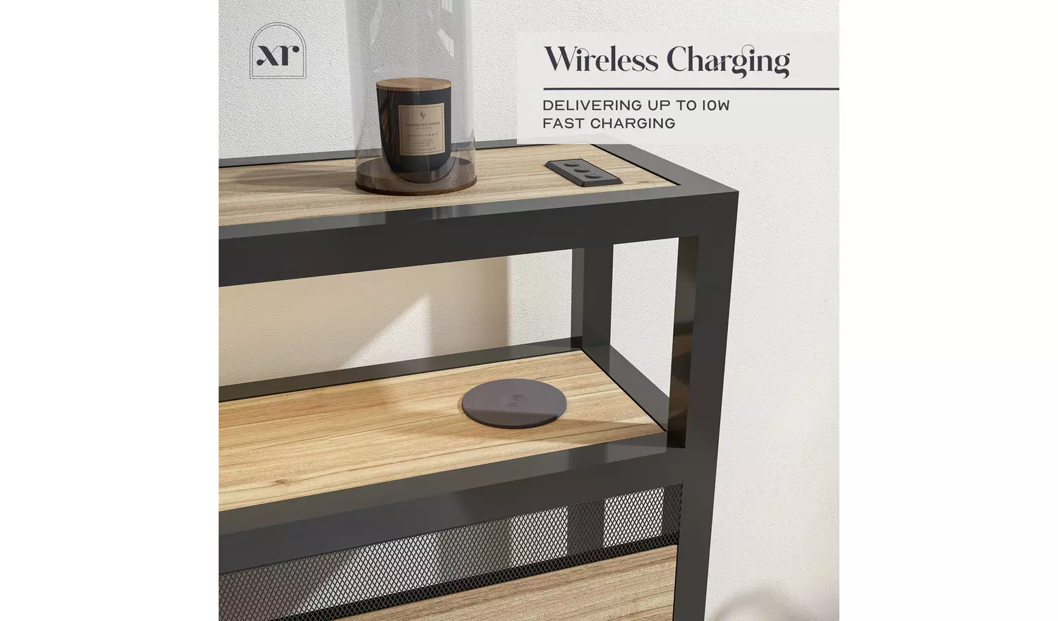 XR Living Denver King Size Ottoman Bed with LED Lights - Oak