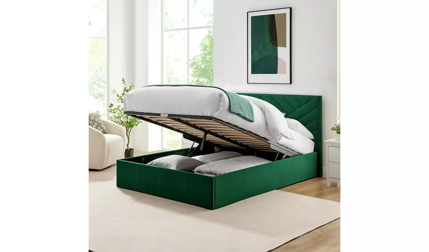 Argos Home Luca Kingsize End Lift Ottoman Bed - Green