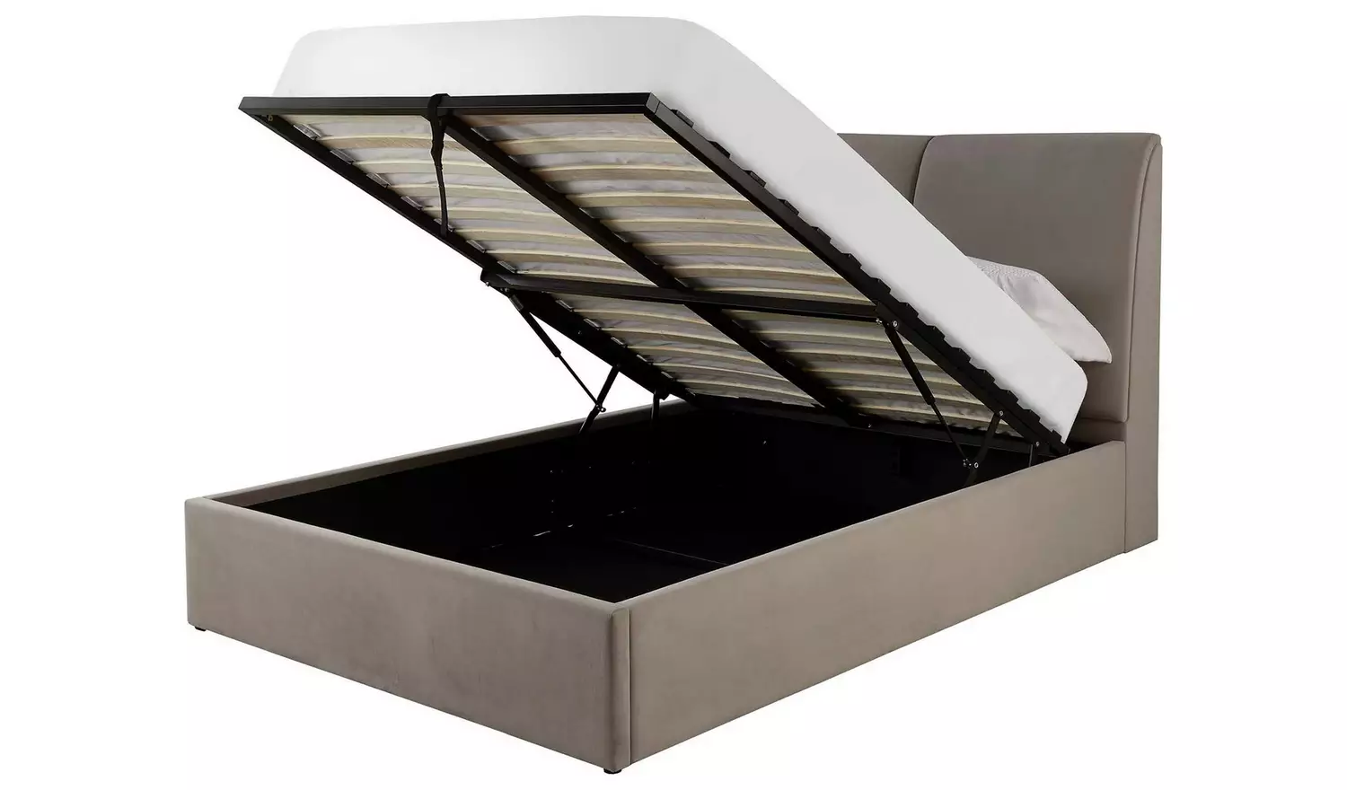 GFW Montrel Kingsize Velvet End Lift Ottoman Bed - Natural