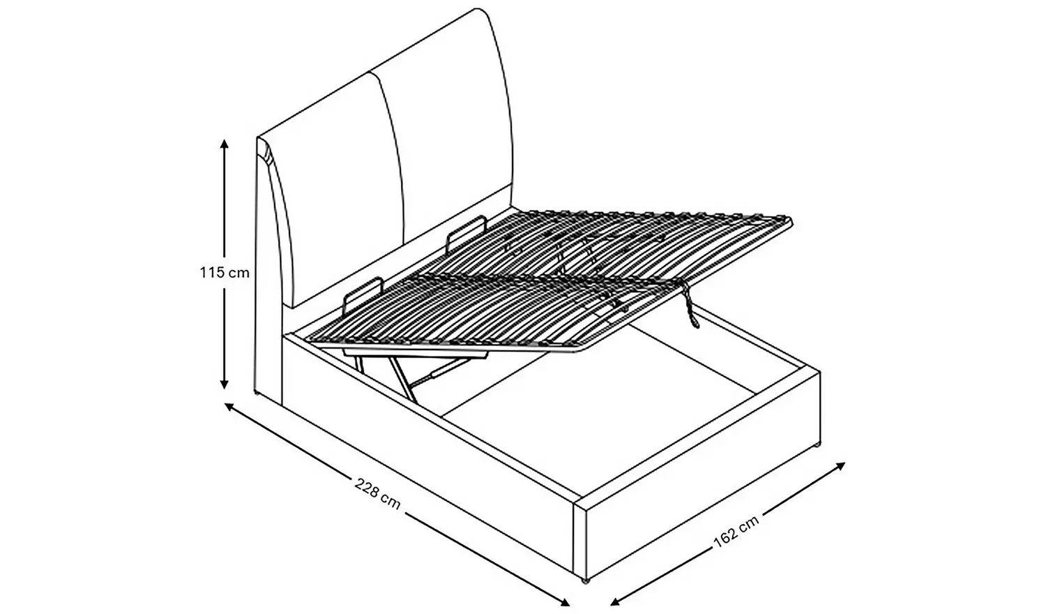 GFW Montrel Kingsize Velvet End Lift Ottoman Bed - Natural