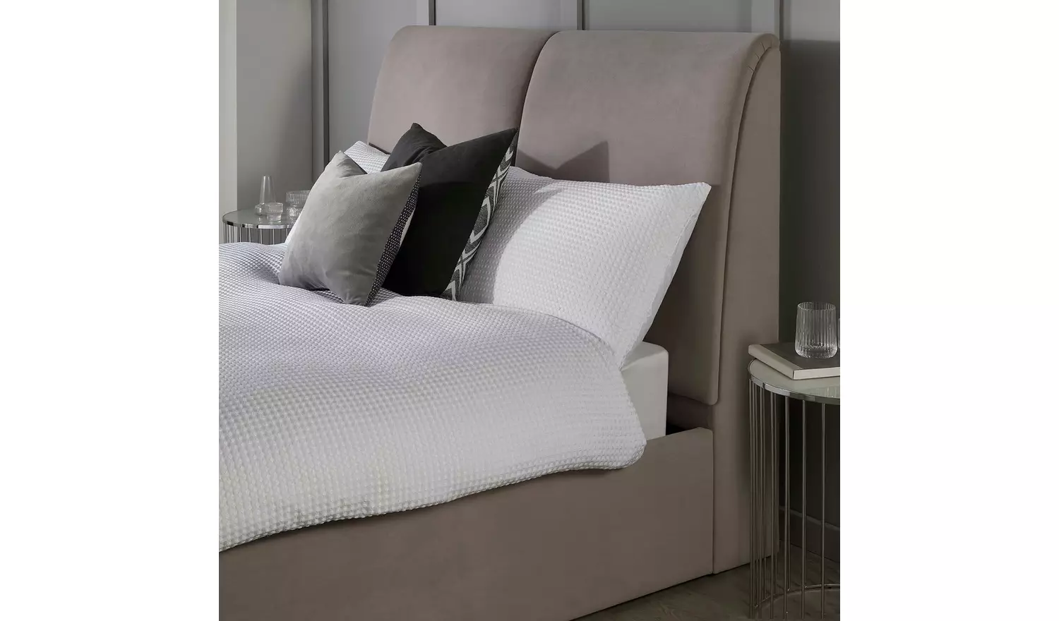 GFW Montrel Kingsize Velvet End Lift Ottoman Bed - Natural