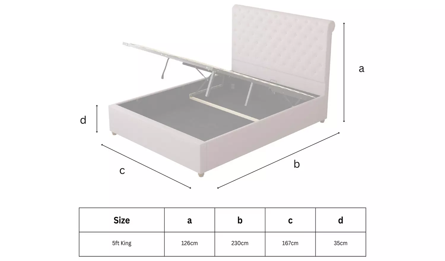 Aspire Taylor Kingsize Velvet End Lift Ottoman Bed - Steel