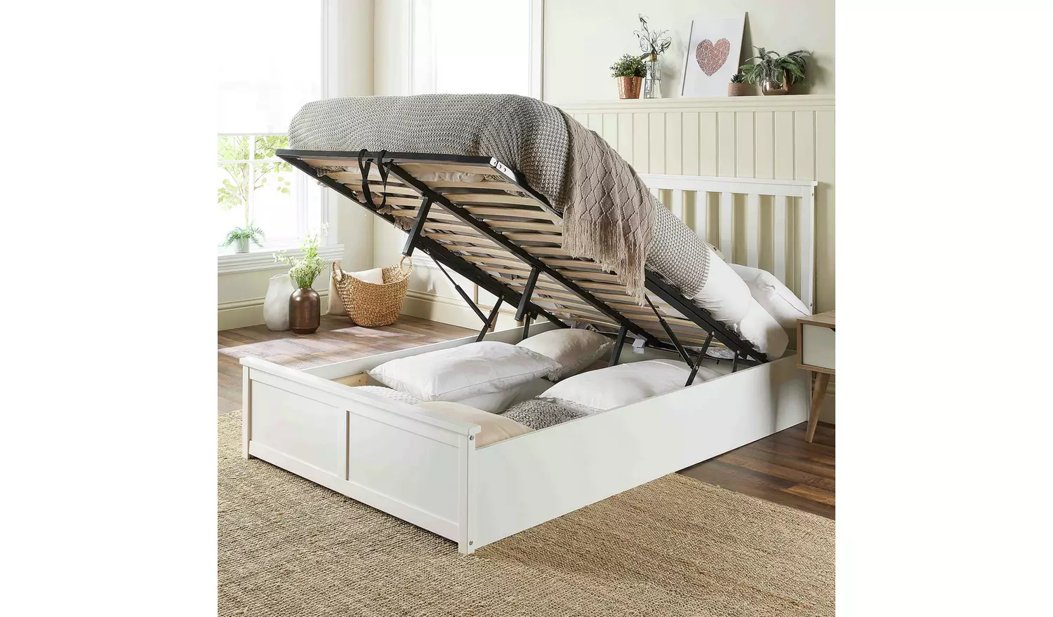 Aspire Atlantic Superking End Lift Ottoman Bed - White