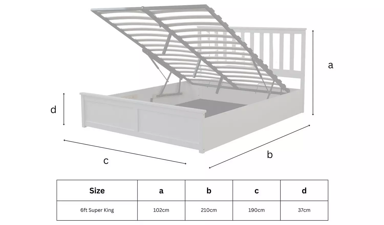 Aspire Atlantic Superking End Lift Ottoman Bed - White