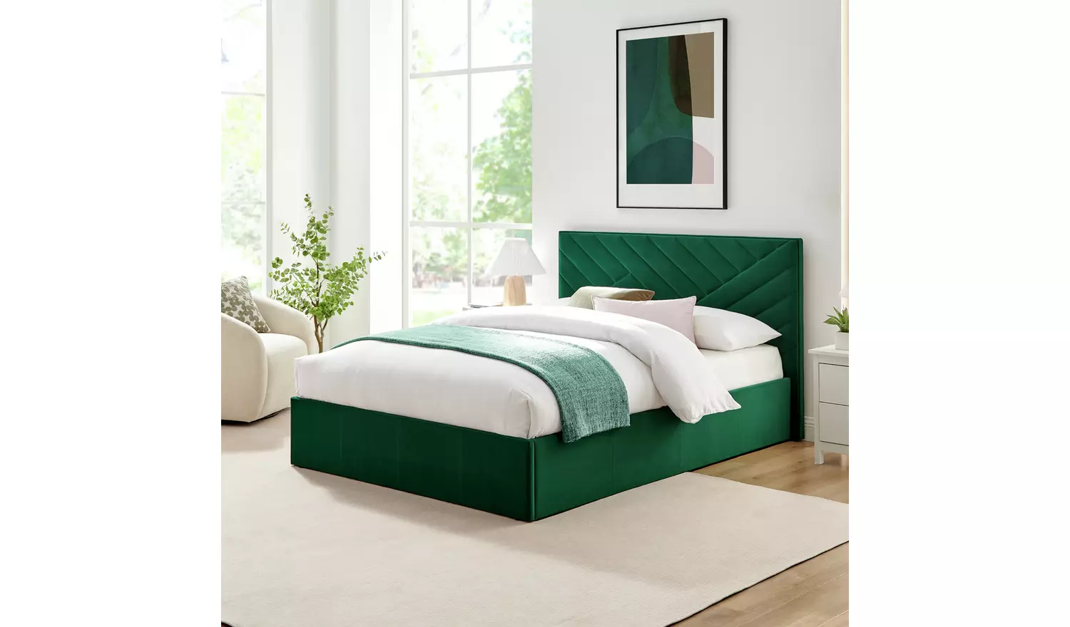 Argos Home Luca Double End Lift Ottoman Bed - Green