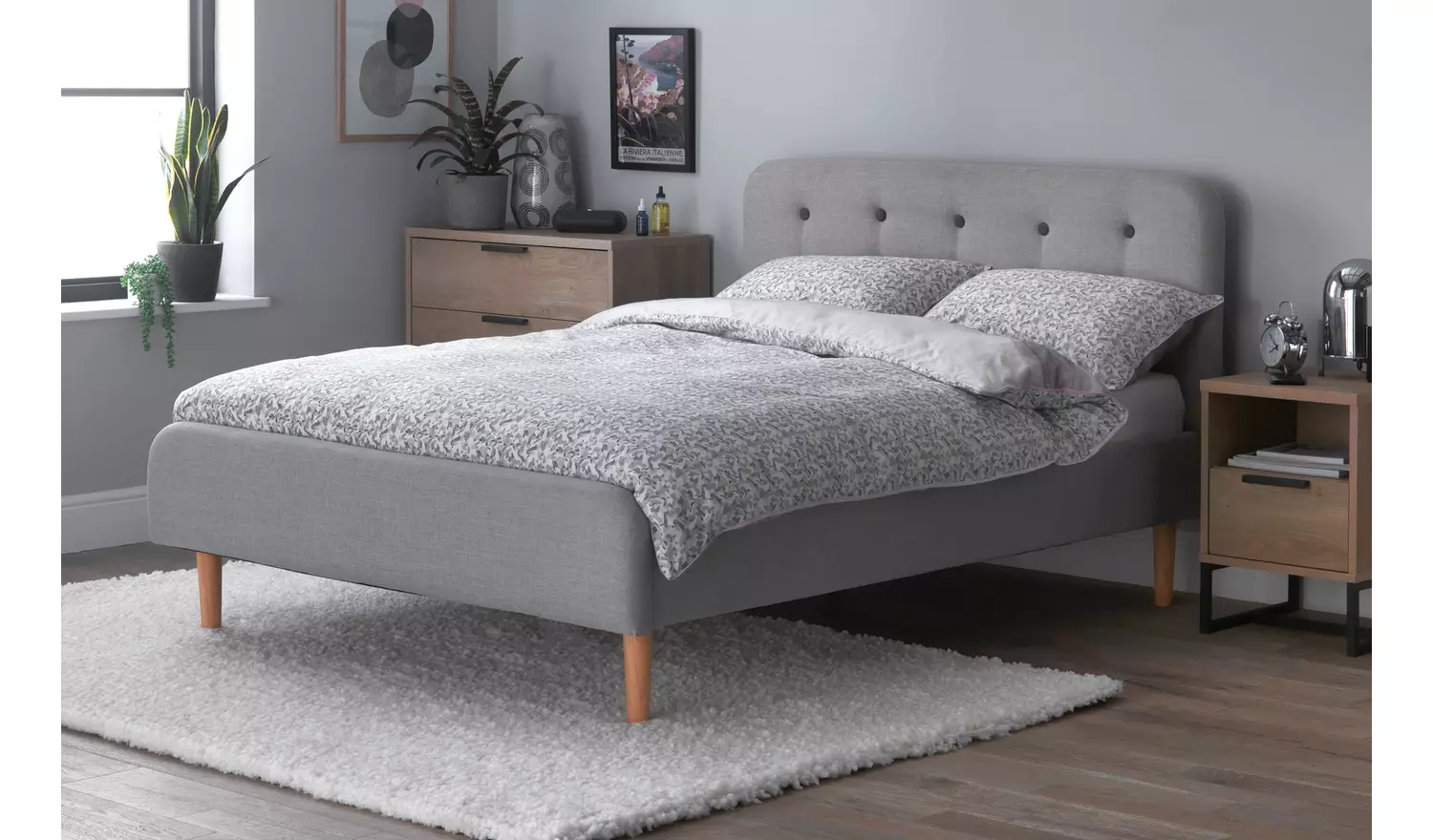 Habitat Aspen Kingsize Fabric Bed Frame - Grey