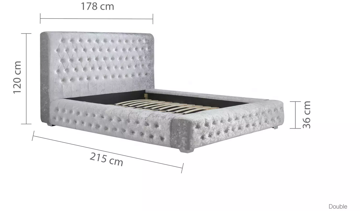 Birlea Grande Double Crushed Velvet Bed Frame - Silver