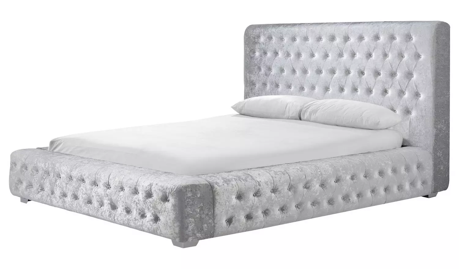 Birlea Grande Double Crushed Velvet Bed Frame - Silver