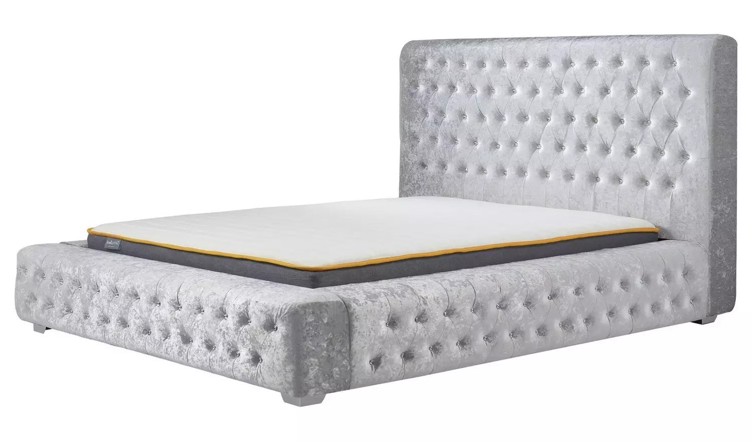 Birlea Grande Double Crushed Velvet Bed Frame - Silver