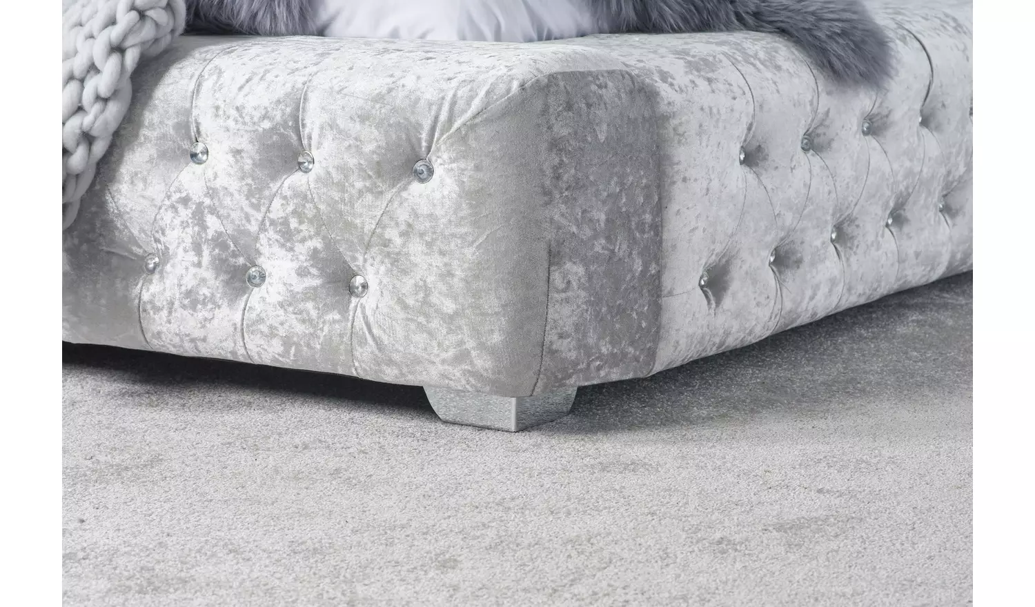 Birlea Grande Double Crushed Velvet Bed Frame - Silver