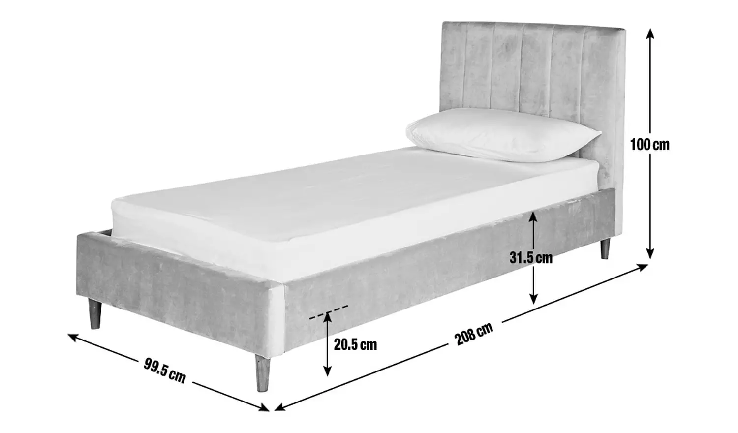 Argos Home Pandora Single Velvet Bed Frame - Grey