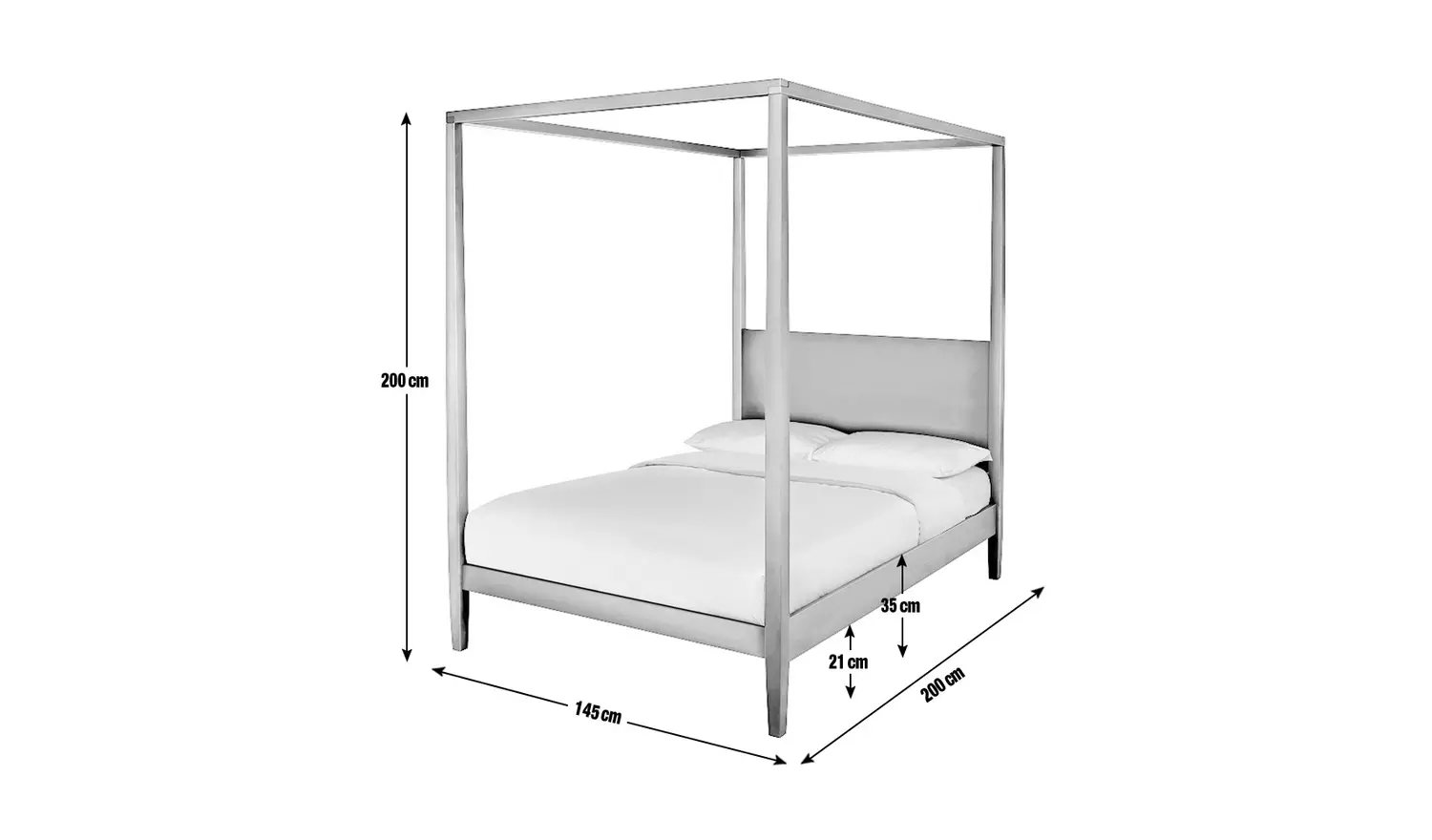 Habitat Blissford Four Poster Double Wooden Bed Frame -Black