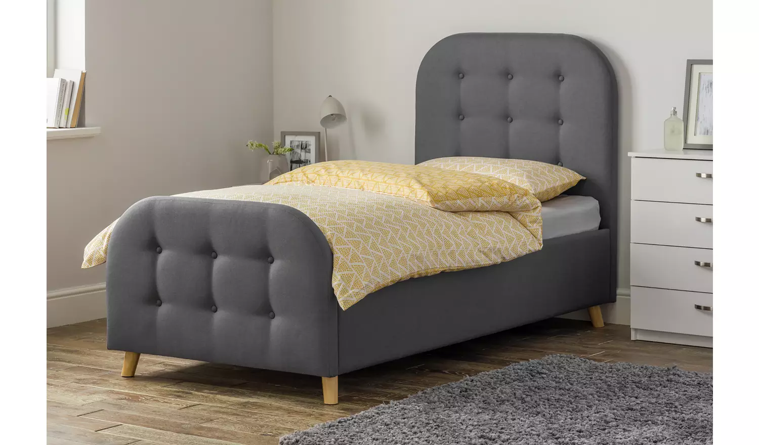 Argos Home Ashby Single Fabric Ottoman Bed Frame - Grey