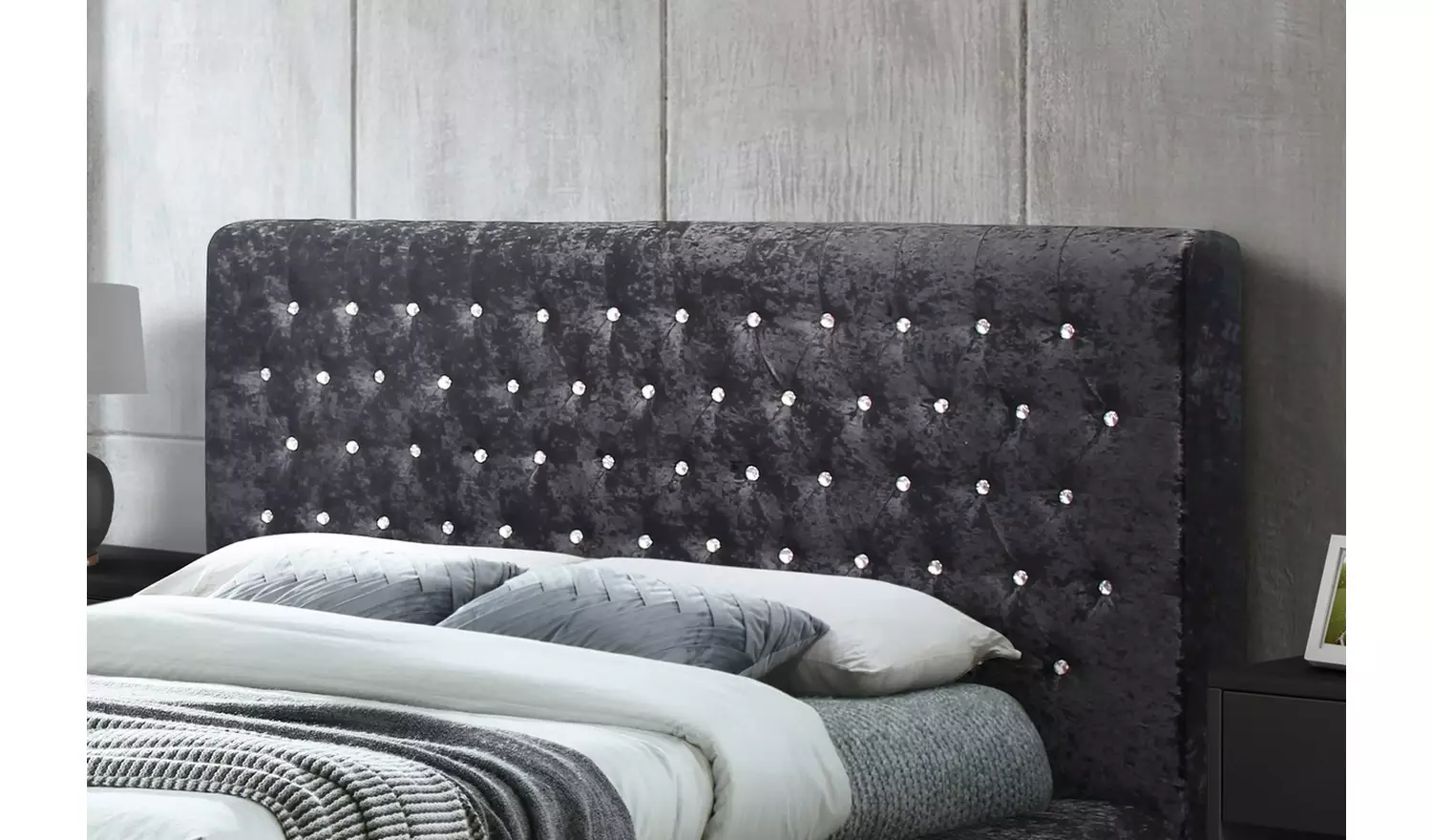 Birlea Grande Double Velvet Bed Frame - Black