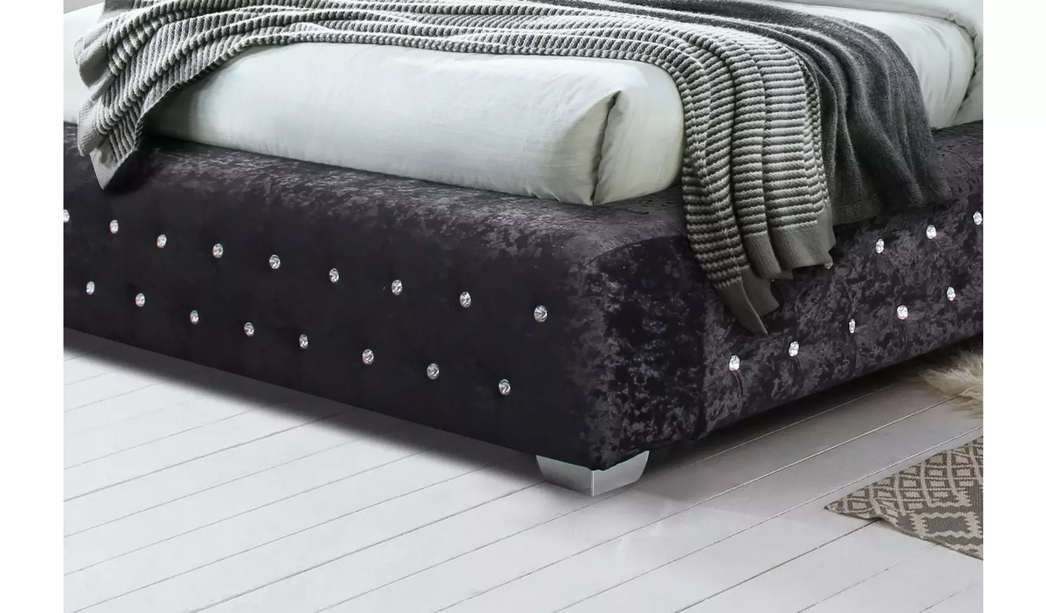 Birlea Grande Double Velvet Bed Frame - Black