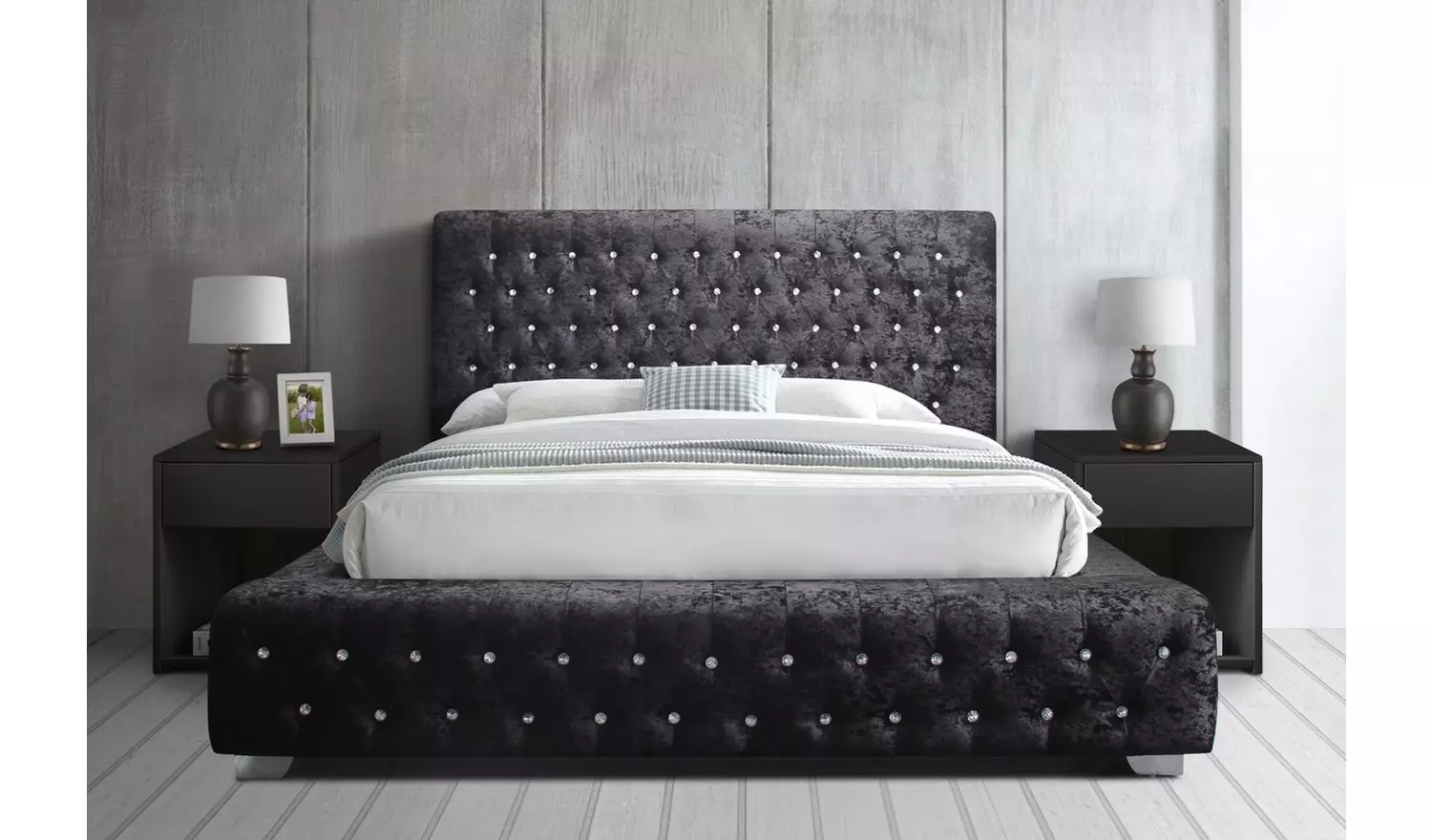 Birlea Grande Double Velvet Bed Frame - Black