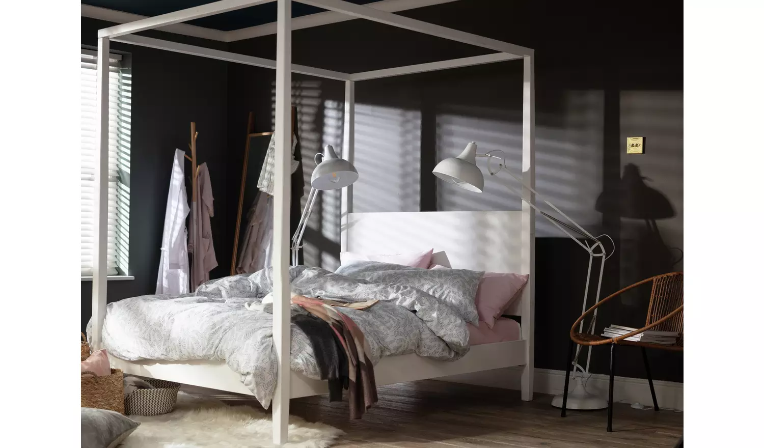 Habitat Blissford 4 Poster Double Wooden Bed Frame - White