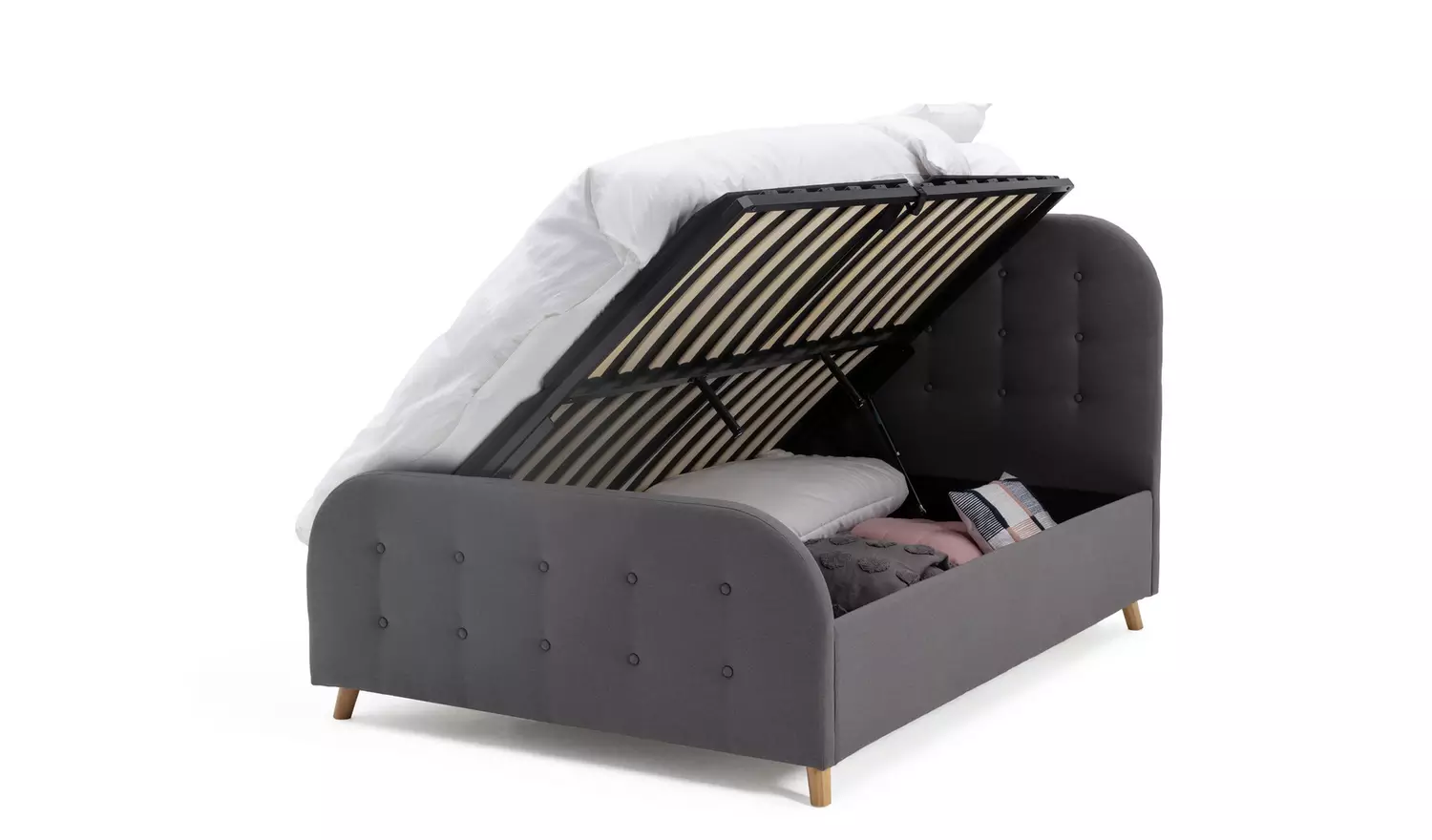 Argos Home Ashby Small Double Fabric Ottoman Bed Frame -Grey