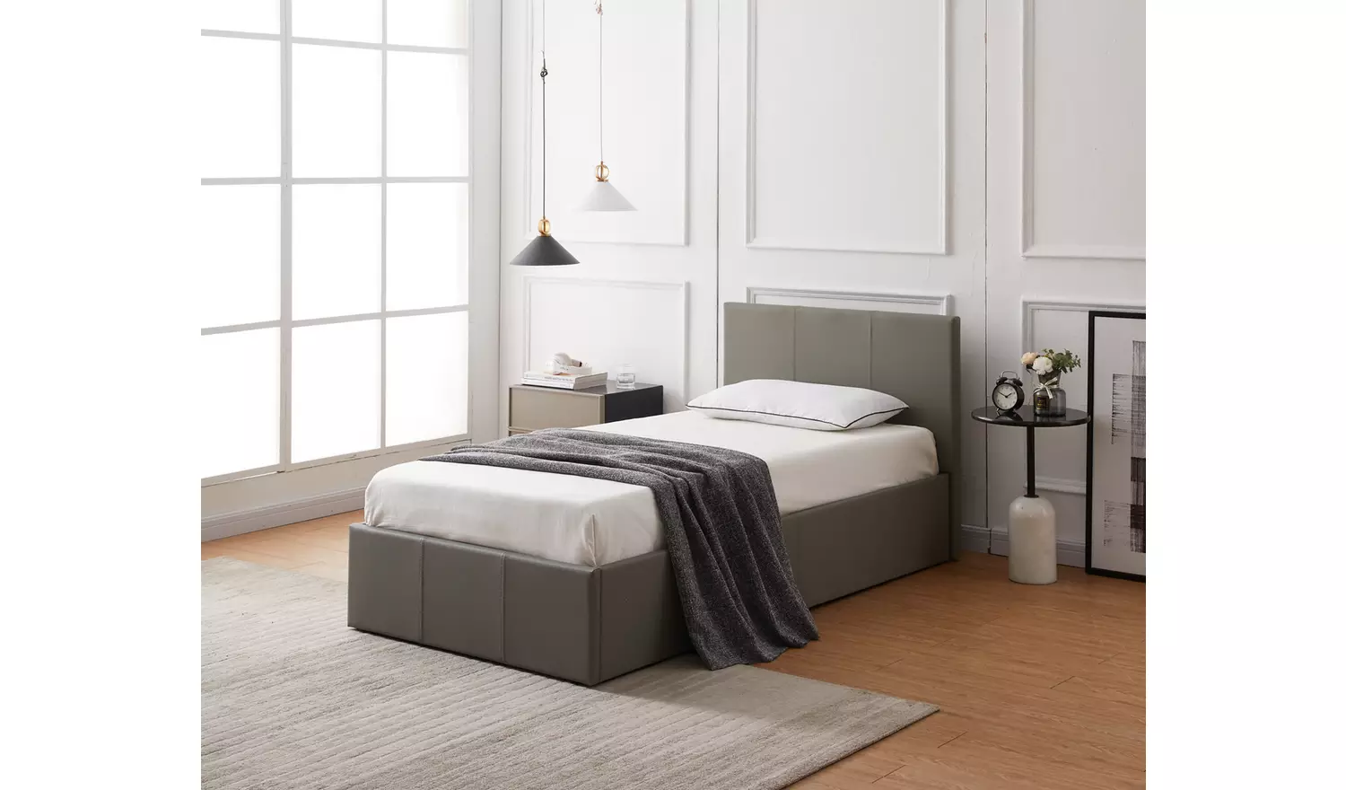 Argos Home Lavendon Single Side Open Ottoman Bed Frame- Grey