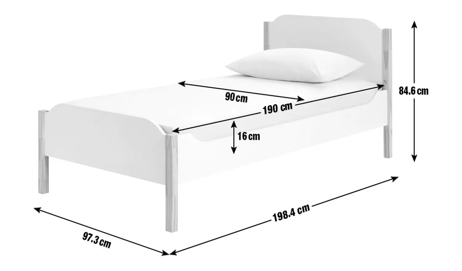 Habitat Nico Single Bed Frame With Mattress - White & Pine