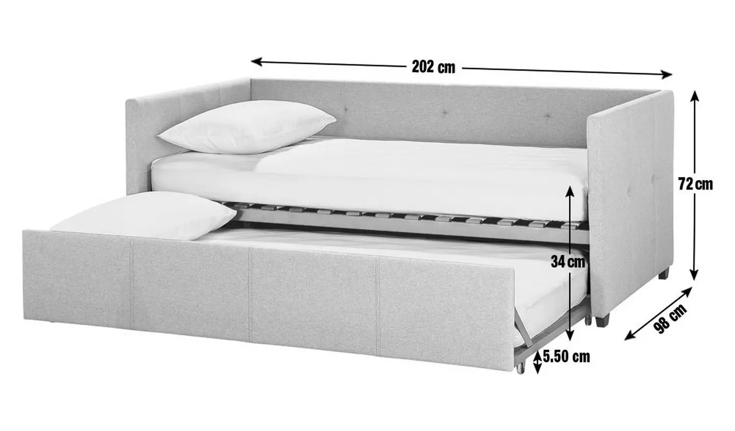 Argos Home Tamara Fabric Day Bed with Trundle - Grey