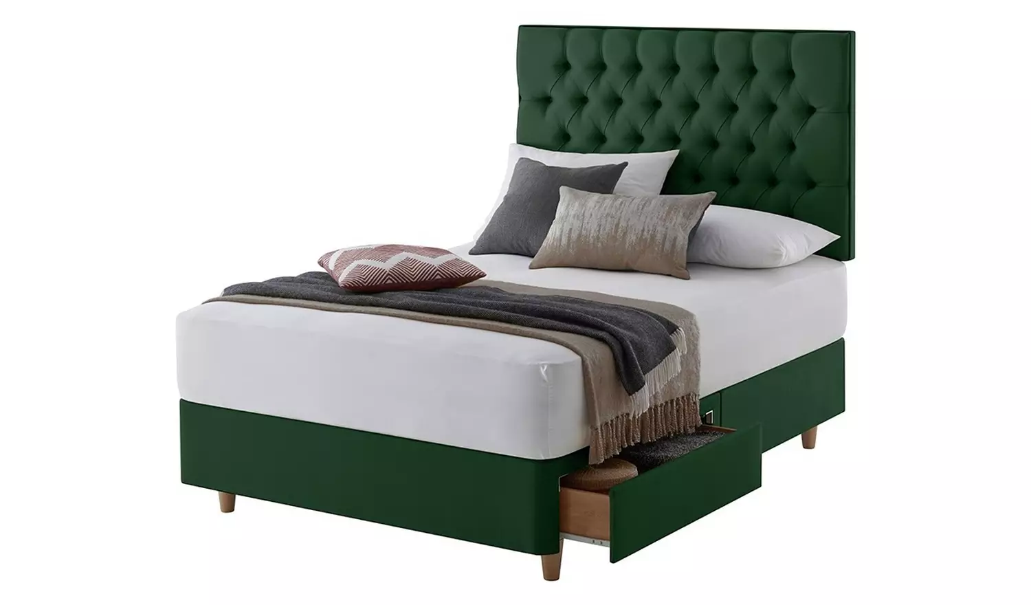 Silentnight Sassaria Double 2 Drawer Divan Set - Green